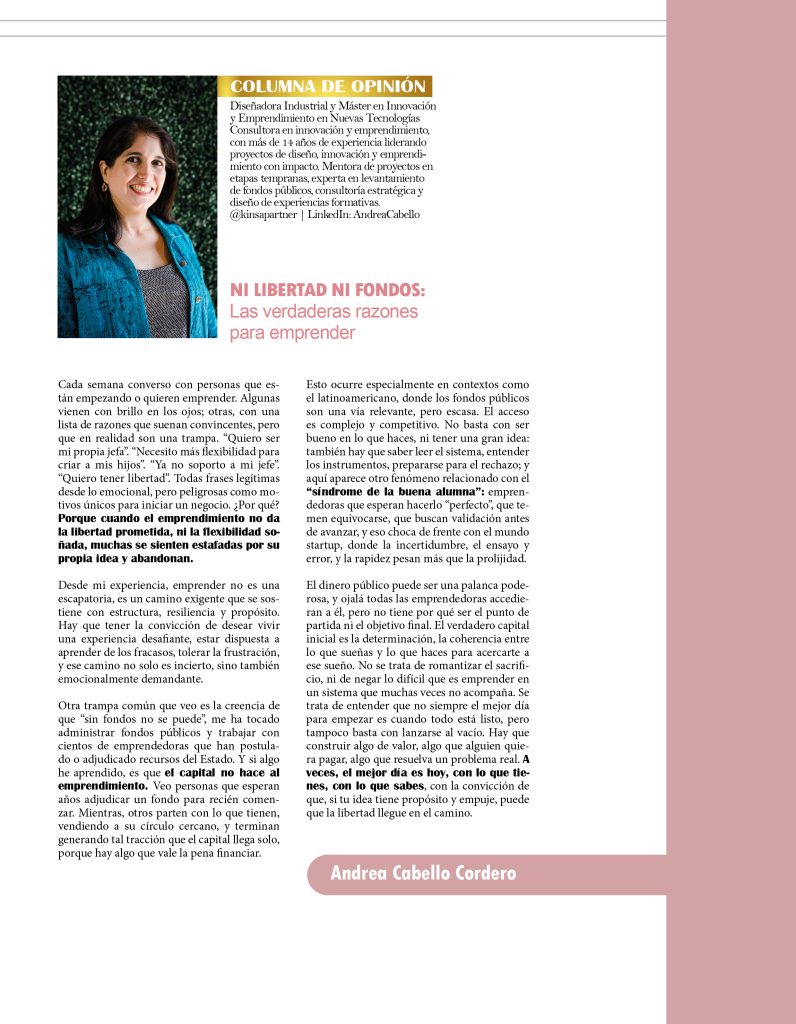 Andrea Cabello Ni libertad ni fondos